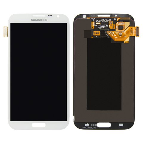 Дисплей для Samsung I317, N7100 Note 2, N7105 Note 2, T889, білий, без рамки, Оригінал переклеєне скло 