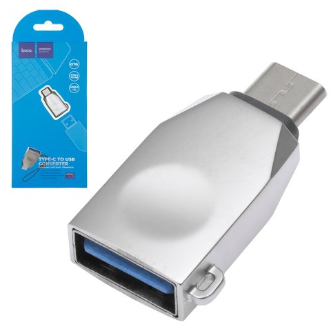 Адаптер Hoco UA9, USB тип C, USB тип A, сріблястий