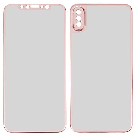 Захисне скло All Spares для Apple iPhone X, 5D Full Glue, переднє та заднє, рожевий, шар клею нанесений по всій поверхні, type 2
