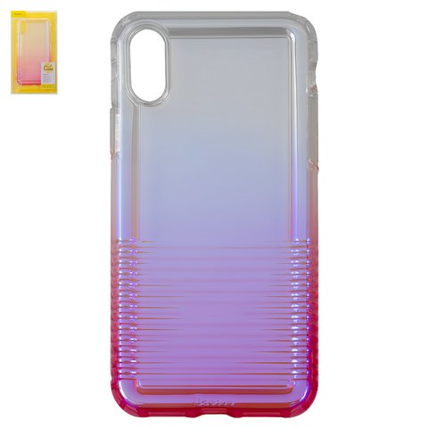 Чехол Baseus для iPhone X, iPhone XS, розовый, бесцветный, с фактурой, с переливом, защитный, силикон, #WIAPIPH58 XC04