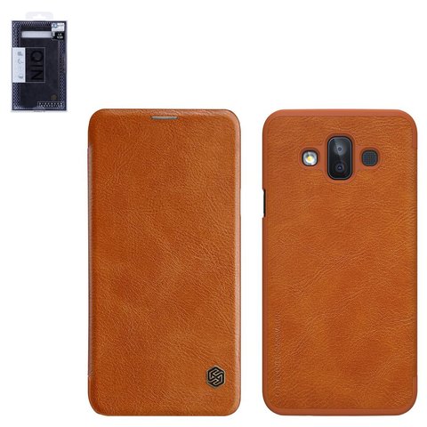 Чохол Nillkin Qin leather case для Samsung J720 Galaxy J7 Duo, коричневий, книжка, пластик, PU шкіра, #6902048157682