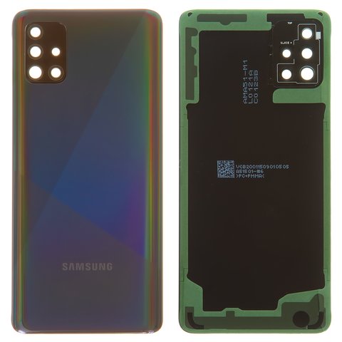 Задня панель корпуса для Samsung A515F DS Galaxy A51, чорна, із склом камери