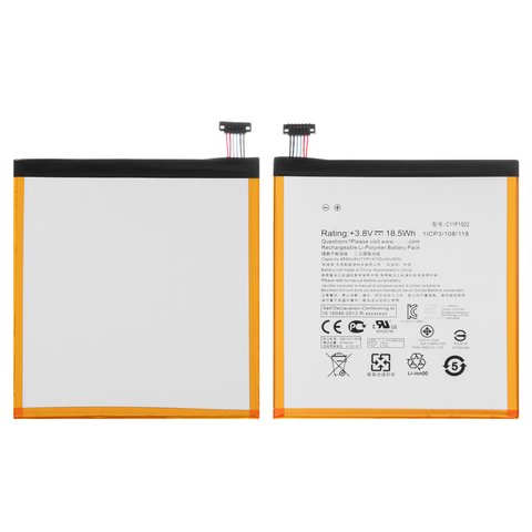 Аккумулятор для Asus ZenPad 10 Z300C, Li Polymer, 3,8 В, 4890 мАч, High Copy, без логотипа, #C11P1502