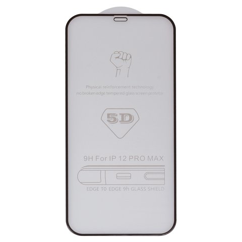 Захисне скло для Apple iPhone 12 Pro Max, сумісне з чохлом, Full Glue, без упаковки , чорний, шар клею нанесений по всій поверхні