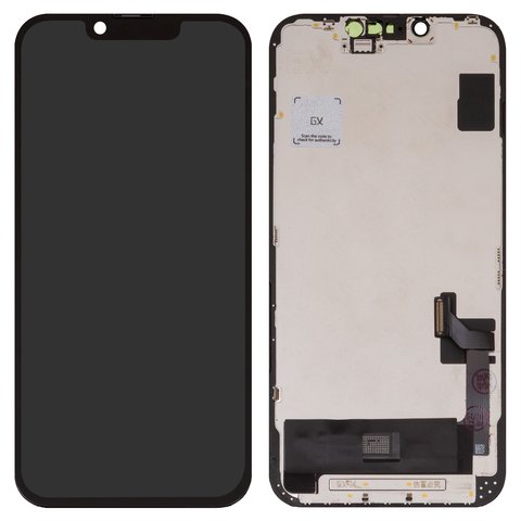 Дисплей для iPhone 14, черный, с рамкой, High Copy, без микросхемы, OLED , GX OEM hard