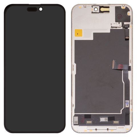 Дисплей для iPhone 15 Pro Max, черный, с рамкой, High Copy, без ошибки, OLED , DD OLED OEM soft, 120Hz, diagnosable