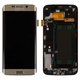 LCD compatible with Samsung G925F Galaxy S6 EDGE, (golden, with frame, original (change glass) )