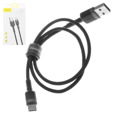 USB Cable Baseus Cafule, USB type A, USB type C, 50 cm, 3 A, black  #CATKLF AG1