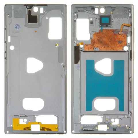 Housing Middle Part compatible with Samsung N975F Galaxy Note 10 Plus, silver, LCD binding frame 