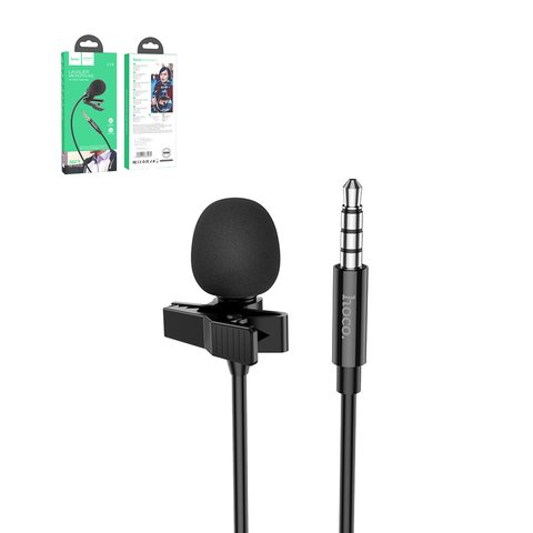 Lapel Microphone Hoco L14, with clip, TRRS 3.5 mm, 2 m  #6931474761132