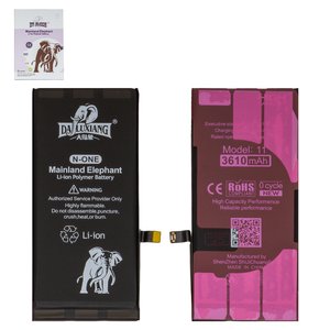 Battery Da Luxiang compatible with Apple iPhone 11, Li ion, 3.82 V, 3610 mAh, High Capacity, original IC 