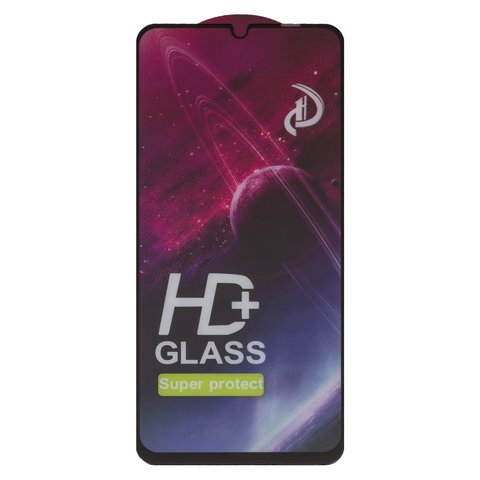 Tempered Glass Screen Protector All Spares compatible with Samsung A055 Galaxy A05, Full Glue, compatible with case, black, the layer of glue is applied to the entire surface of the glass 