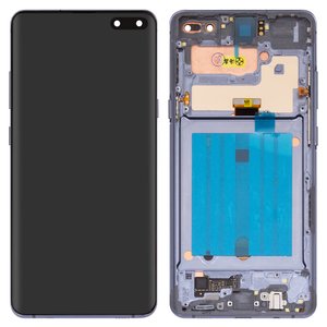 LCD compatible with Samsung G977 Galaxy S10 5G, G977B Galaxy S10 5G, black, with frame, original change glass 