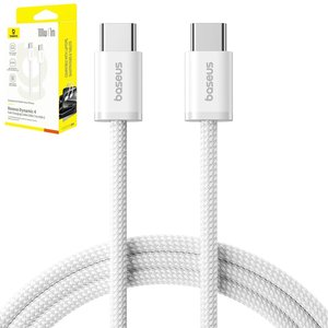 USB Cable Baseus Dynamic 4, 2xUSB type C, 100 cm, 100 W, white, nylon braided  #P10381400211 00