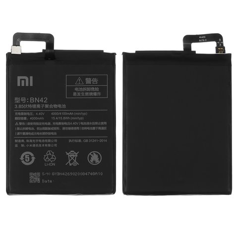 Battery BN42 compatible with Xiaomi Redmi 4, Li ion, 3.85 V, 4100 mAh, Original PRC  
