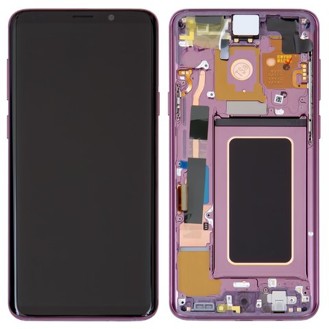 LCD compatible with Samsung G965 Galaxy S9 Plus, purple, with frame, Original PRC , lilac Purple, original glass 