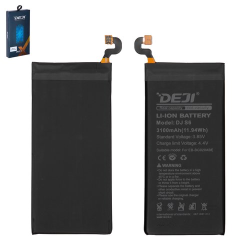 Battery Deji EB BG920ABE compatible with Samsung G920 Galaxy S6, Li ion, 3.85 V, 3100 mAh