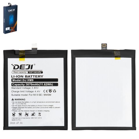 Battery Deji BM3M compatible with Xiaomi Mi 9 SE, Li ion, 3.85 V, 3070 mAh