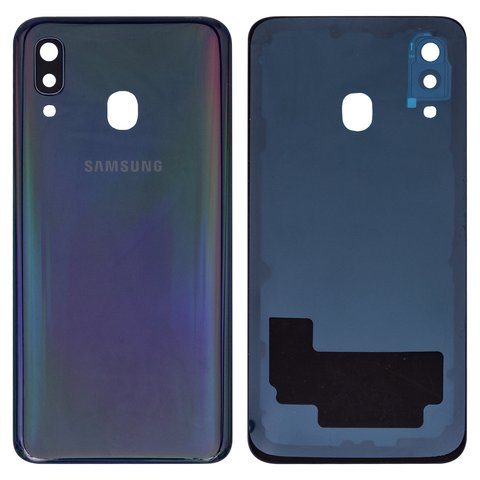 Housing Back Cover compatible with Samsung A405F DS Galaxy A40, black, with camera lens