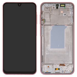 LCD compatible with Samsung A266 Galaxy A26, pink, with frame, Original PRC , peach pink 