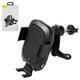 Sujetador para coche Baseus, negro, sujetador automático, sobre deflector, con cargador inalámbrico, con cable micro-USB Tipo-B, Entrada micro USB 5 V 2 A / 9 V 1.67 A, #WXZN-01