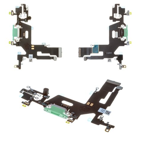 Cable flex puede usarse con Apple iPhone 11, del conector de carga, del conector de auriculares, verde, con micrófono