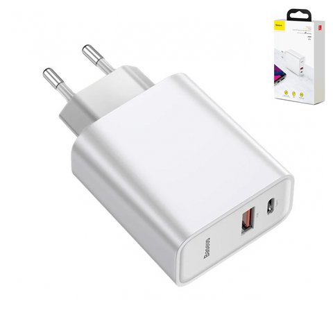 Adaptador de red Baseus BS EU905, 30 W, Quick Charge, blanco, 2 puertos, #CCFS C02