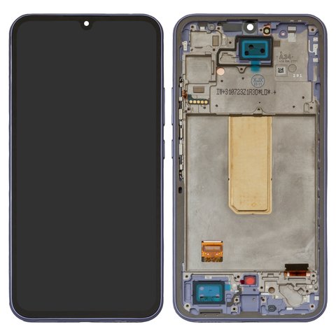 Pantalla LCD puede usarse con Samsung A346 Galaxy A34 5G, morado, con marco, Original PRC 