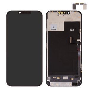 Pantalla LCD puede usarse con iPhone 13 Pro Max, negro, con marco, HC, sin microchip, AMOLED , GX OEM soft, 120Hz