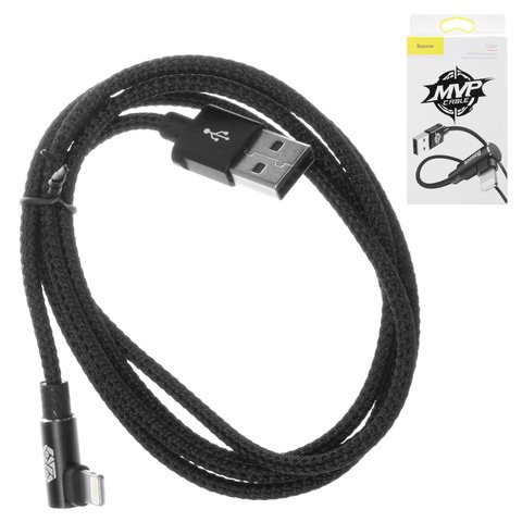 USB кабель Baseus MVP Elbow, USB тип A, Lightning, 100 см, 2 A, чорний, #CALMVP 01