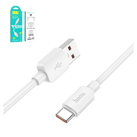 USB кабель Hoco X96, USB тип C, USB тип A, 100 см, 100 Вт, 6 А, білий, #6931474799111