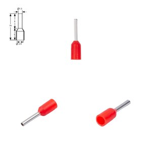 Наконечник VE0508, трубчастий, ізольований, червоний, 10 шт., 0,5 мм², 8 мм