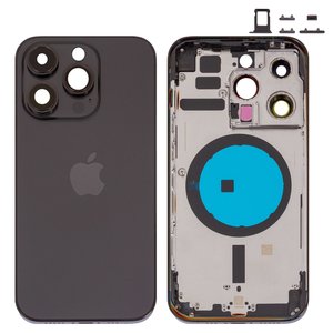 Корпус для iPhone 14 Pro, черный, с держателем SIM карты, с боковыми кнопками, Original PRC , EU Version, space black