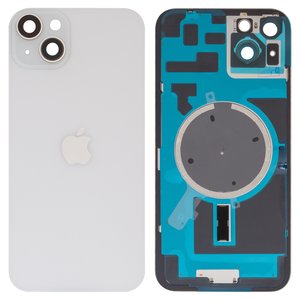 Задняя панель корпуса для iPhone 14 Plus, белая, со стеклом камеры, HC, starlight