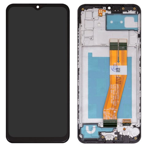 Дисплей для Samsung A025F DS Galaxy A02s, черный, с рамкой, Сopy, с желтым шлейфом, 160,5x72 mm 