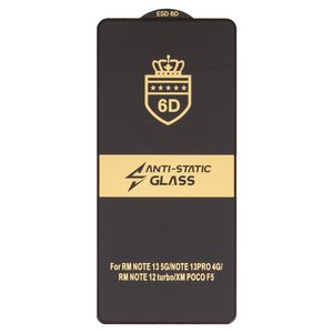 Защитное стекло ESD 6D для Xiaomi Poco F5, Poco M6 Pro 4G, Redmi Note 13 5G, Redmi Note 13 Pro 4G, Redmi Note 14S, совместимо с чехлом, Full Glue, Anti Static, без упаковки , черный