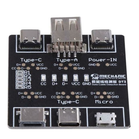 Тестер для USB кабелів синхронізації та зарядки Mechanic DT3, Lighning Type С Micro usb